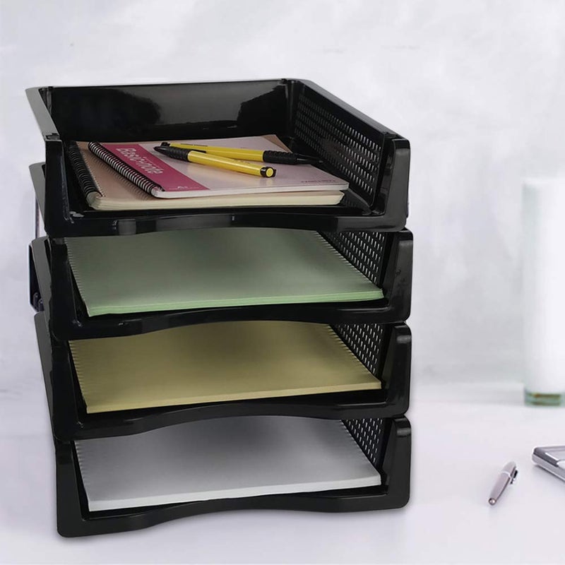 Ggbin 6 Tier Desktop A4 Paper Storage Tray, Stackable File Organizer Trays, Black - Image 3